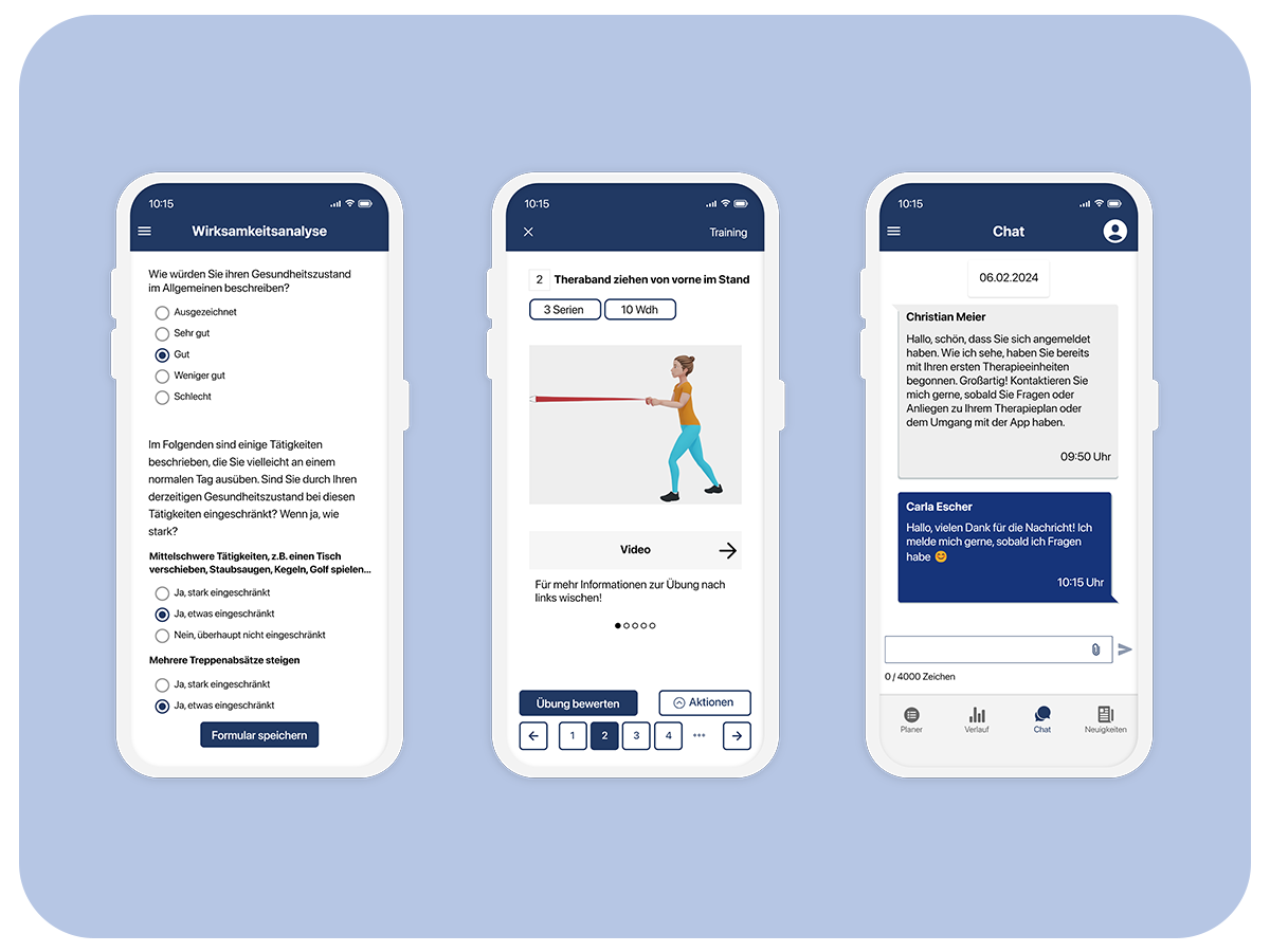 Drei Screenshots im Smartphone von der AmRe-LOco App